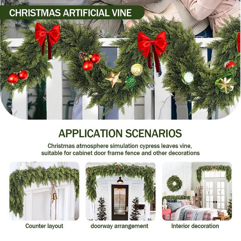 🎅 Artificial Cedar Garland 🎄 Green Pine Garland for Table, Mantel, Wall – Perfect for Indoor & Outdoor Christmas Decorations