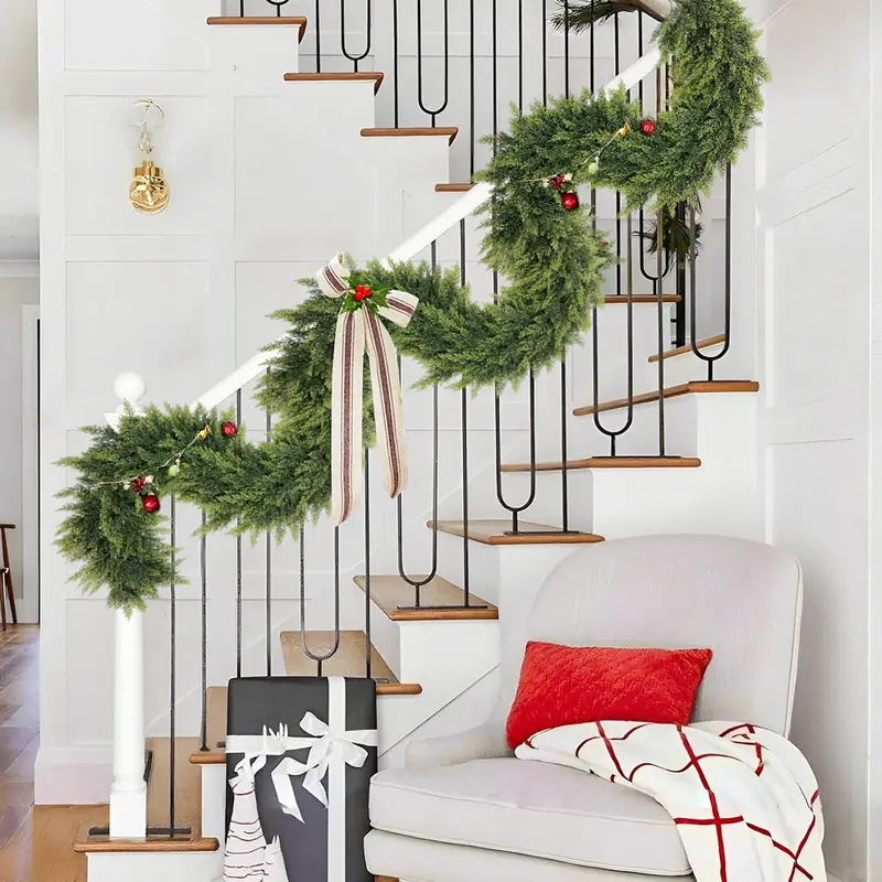 🎅 Artificial Cedar Garland 🎄 Green Pine Garland for Table, Mantel, Wall – Perfect for Indoor & Outdoor Christmas Decorations