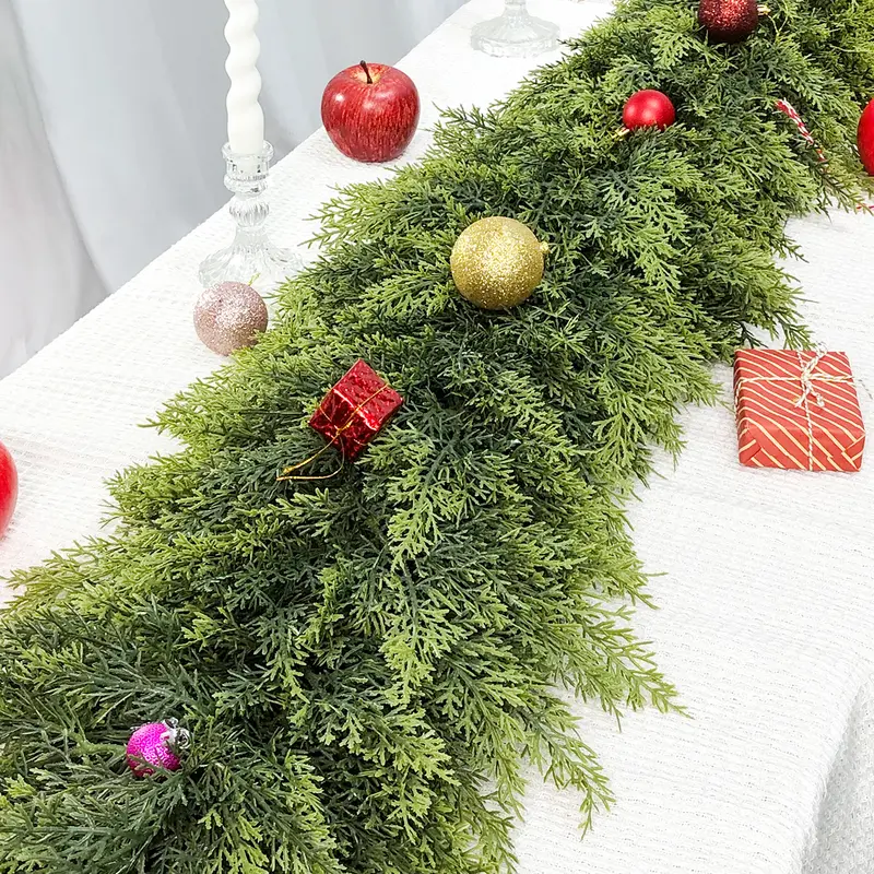 🎅 Artificial Cedar Garland 🎄 Green Pine Garland for Table, Mantel, Wall – Perfect for Indoor & Outdoor Christmas Decorations