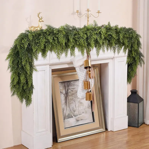 🎅 Artificial Cedar Garland 🎄 Green Pine Garland for Table, Mantel, Wall – Perfect for Indoor & Outdoor Christmas Decorations