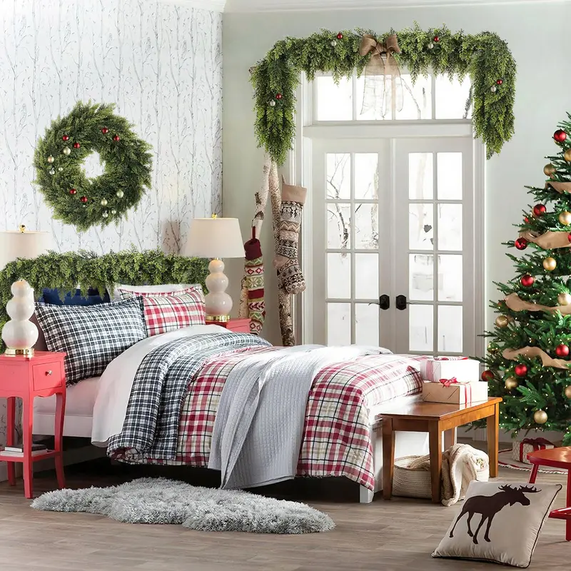 🎅 Artificial Cedar Garland 🎄 Green Pine Garland for Table, Mantel, Wall – Perfect for Indoor & Outdoor Christmas Decorations