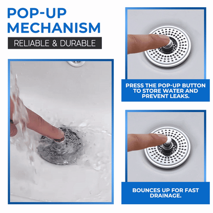 Muvolantia Stainless Steel Washing Basin Anti-Clogging Anti-odor Pop-up Drain Stopper & Hair Catcher